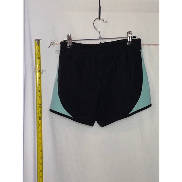 Fila Athletic Shorts Black Aqua Blue Color Block Drawstring Waist Women's - Picture 2 of 2